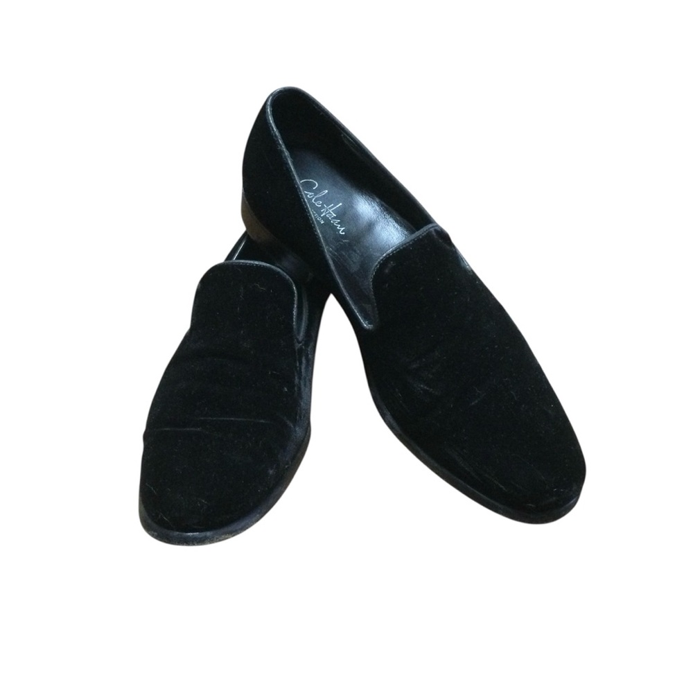 Cole Haan Men's Black Velvet Tuxedo Smoking Shoes Slip On Loafers Size 8.5